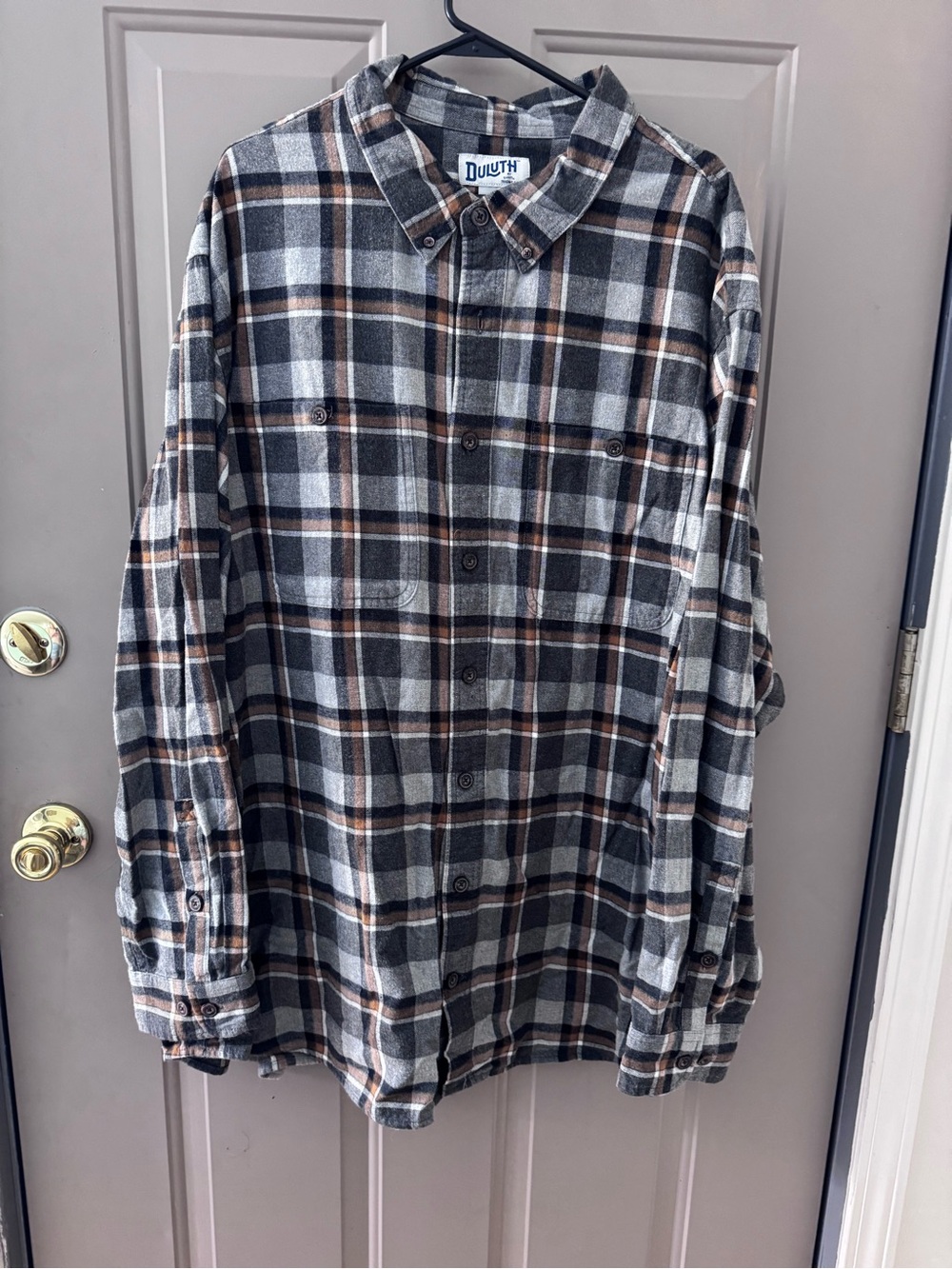 Duluth Trading Co Men's Plaid Button-Down in Gray and Brown